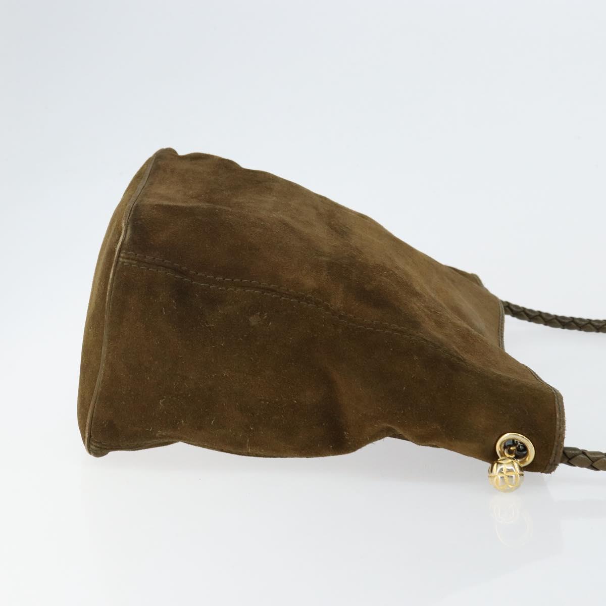 BOTTEGA VENETA Shoulder Bag Suede Brown Gold Auth BA6287