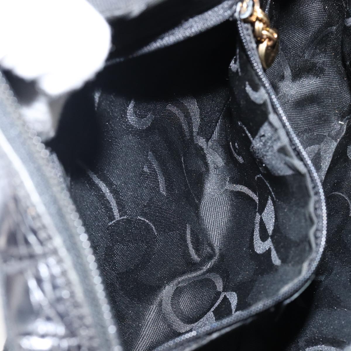 Salvatore Ferragamo Vala Shoulder Bag Leather Embossed Black Gold Auth BA6288