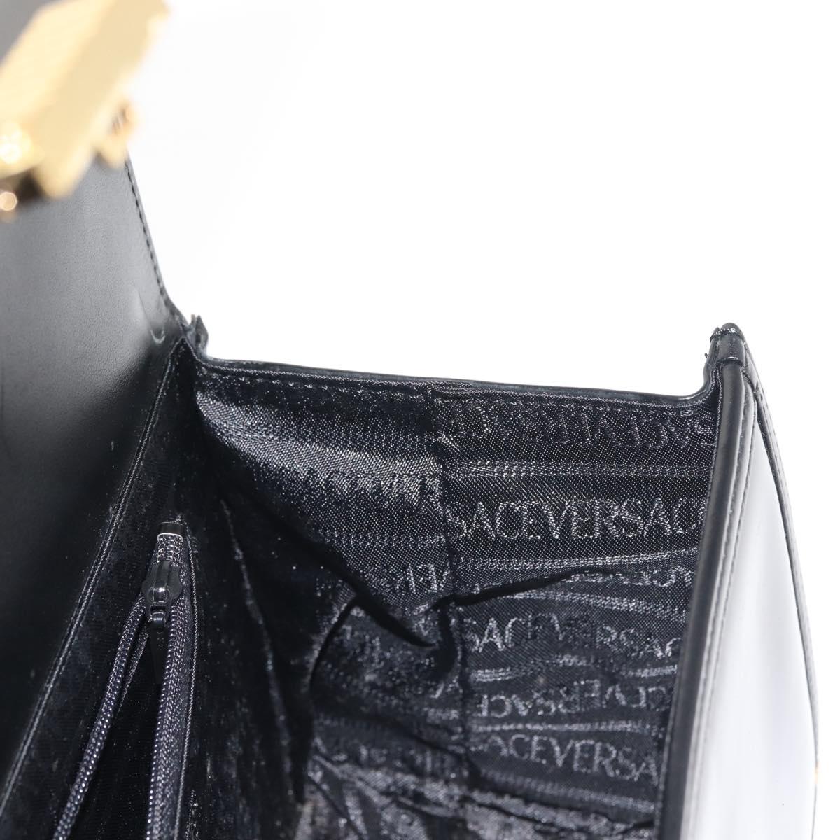 VERSACE Vanity Pouch Enamel Black Gold Auth BA6291