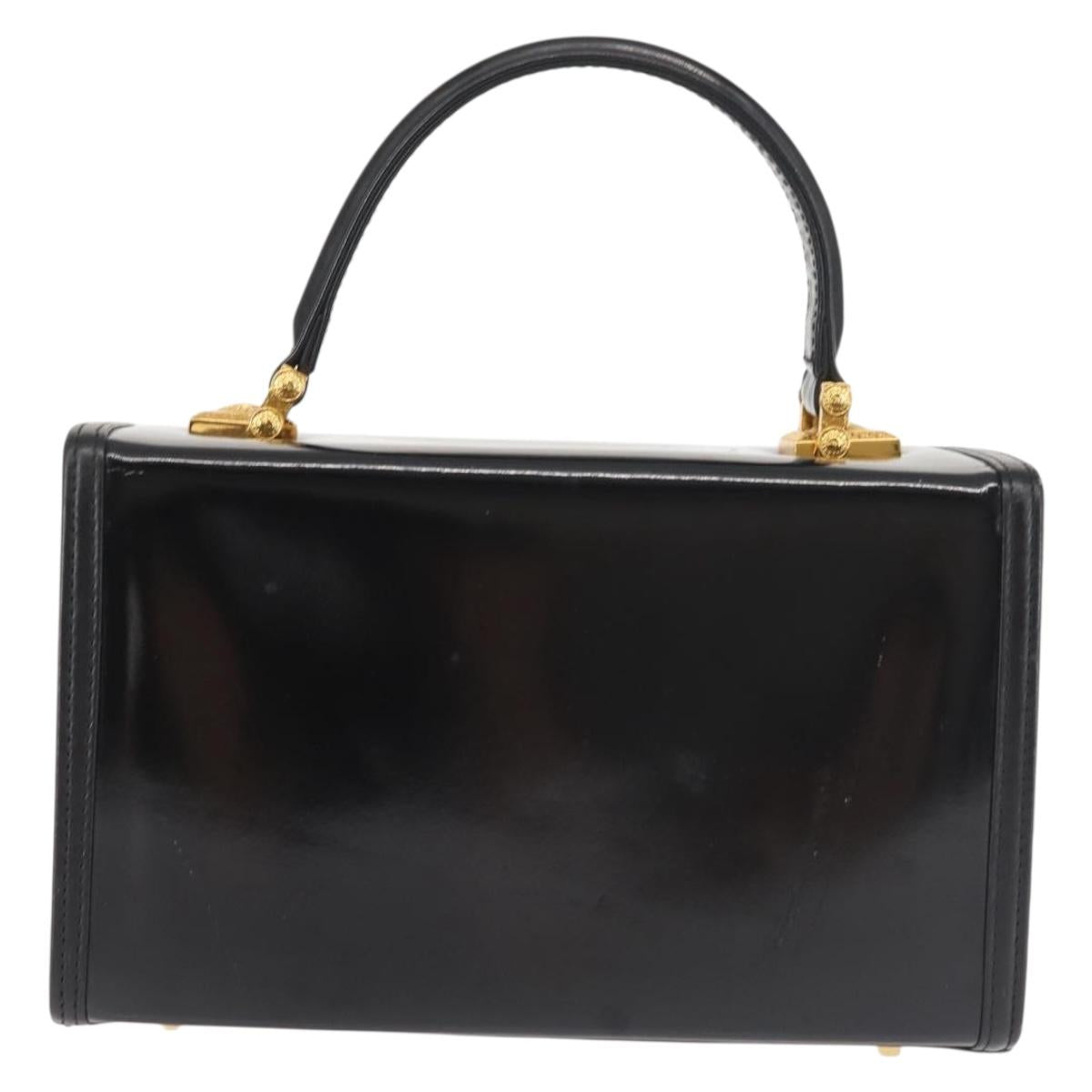 VERSACE Vanity Pouch Enamel Black Gold Auth BA6291
