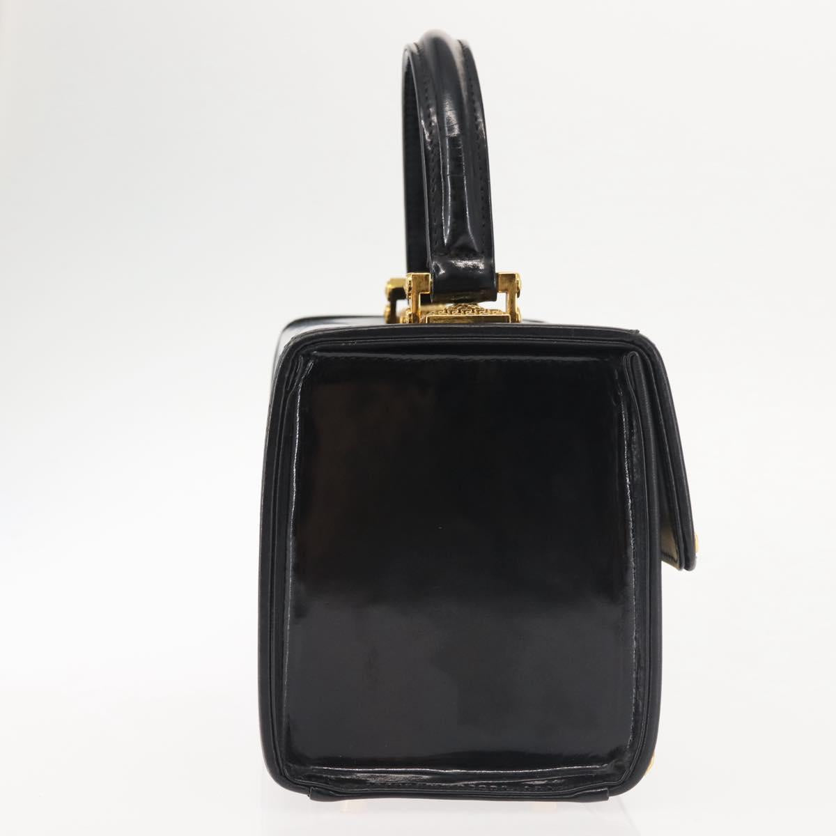 VERSACE Vanity Pouch Enamel Black Gold Auth BA6291