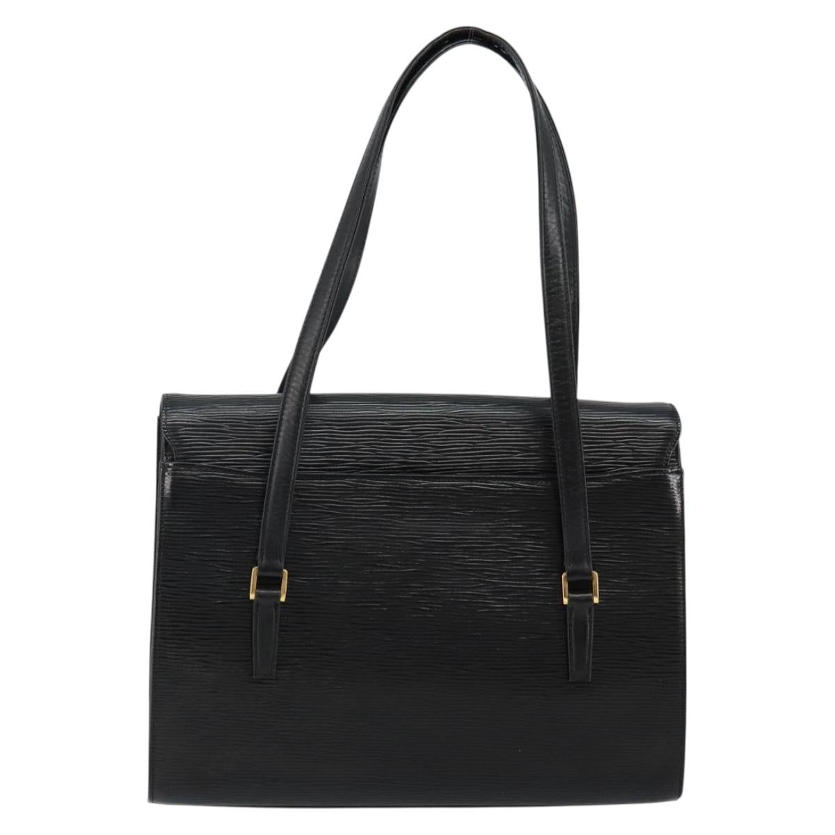 VALENTINO Shoulder Bag Leather Black Gold Auth BA6292