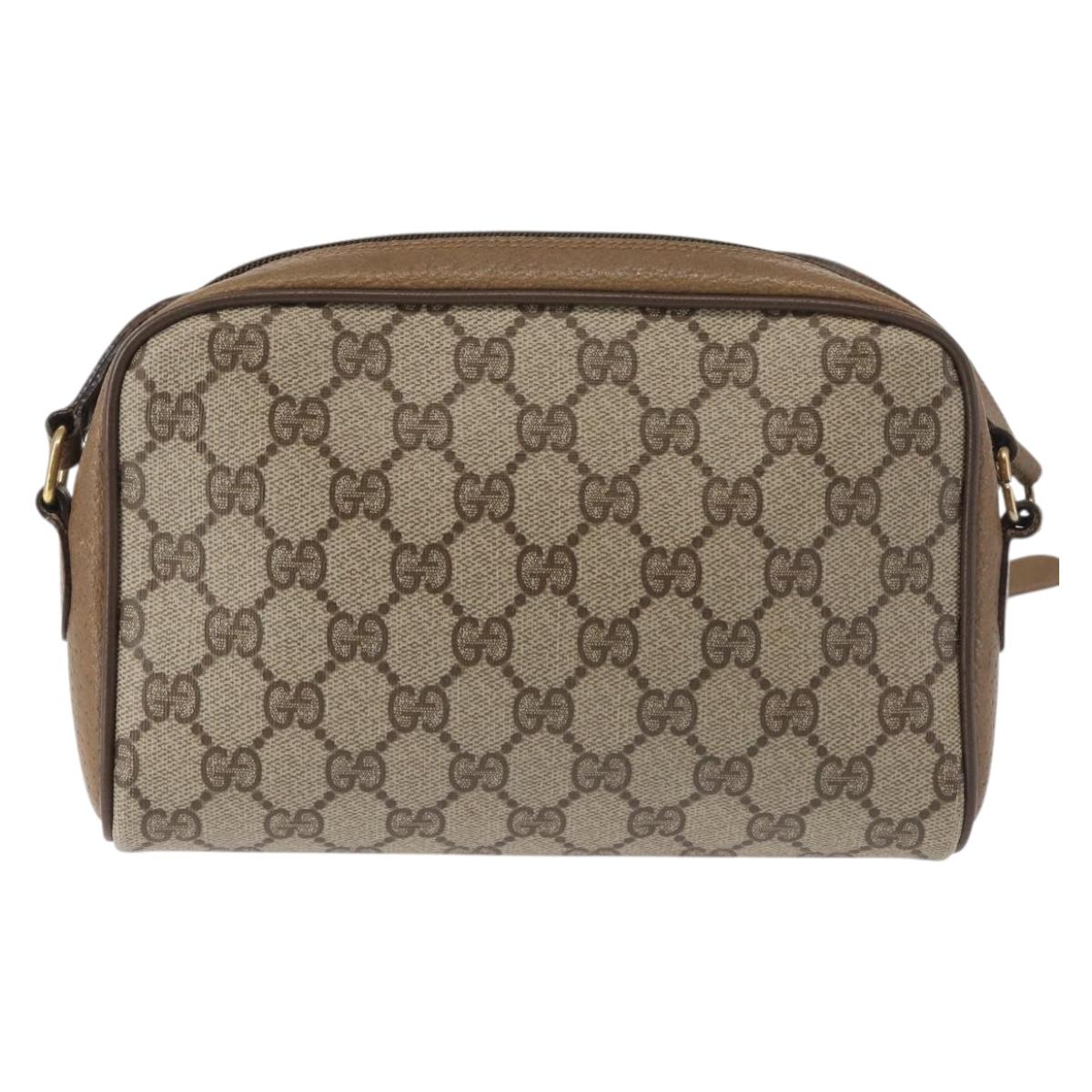 GUCCI GG Supreme Web Sherry Line Shoulder Bag PVC Beige 116 02 089 Auth BA6301
