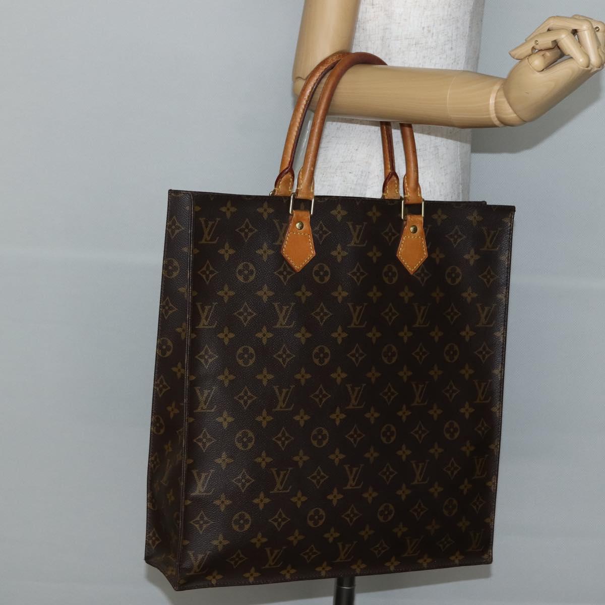 LOUIS VUITTON Monogram Sac Plat Hand Bag M51140 LV Auth BA6304