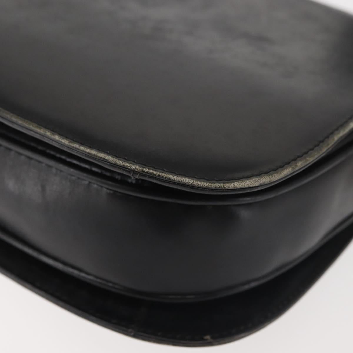 GUCCI Shoulder Bag Leather Navy Gold Auth BA6320