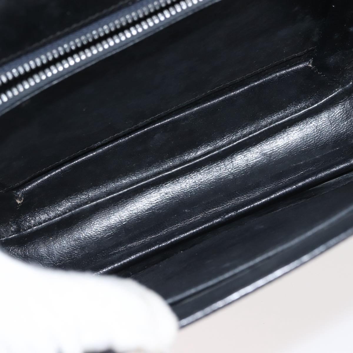 GUCCI Shoulder Bag Leather Navy Gold Auth BA6320