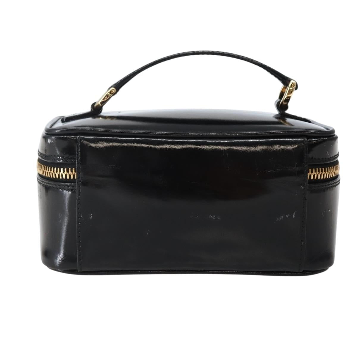 GUCCI Bamboo Vanity Pouch Enamel Black Gold 032 1705 0151 Auth BA6332