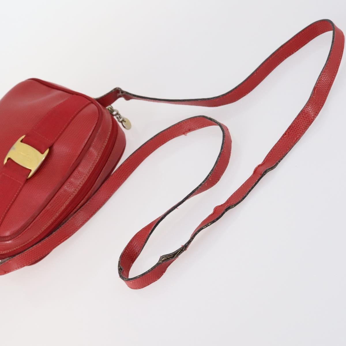 Salvatore Ferragamo Shoulder Bag Leather Canvas 3Set Red Black Auth BA6335