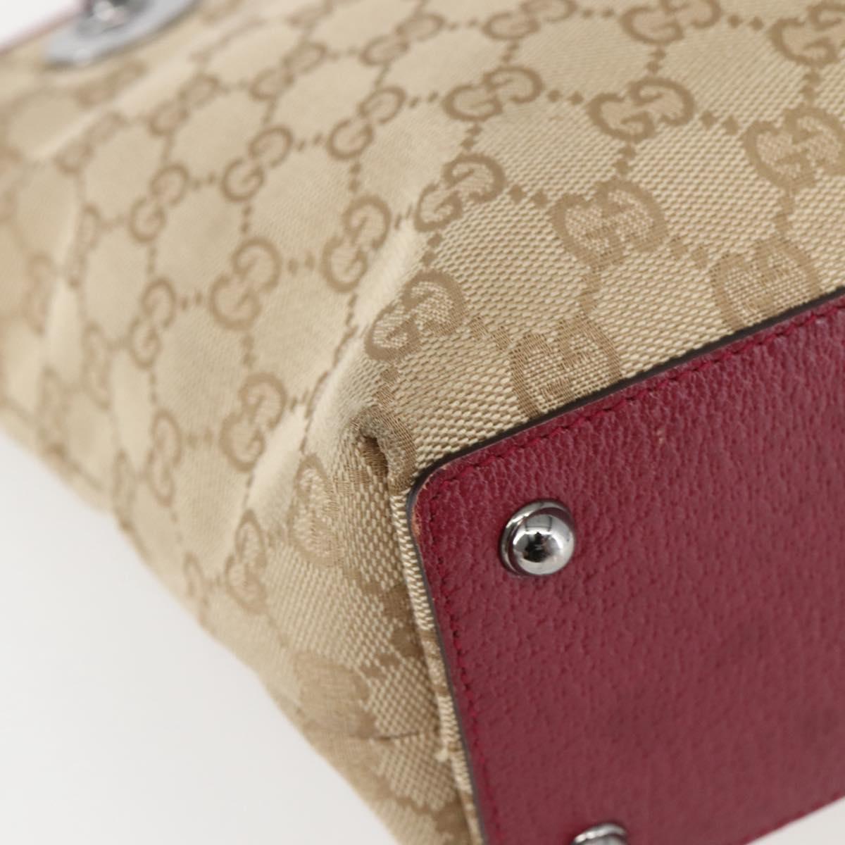 GUCCI GG Canvas Tote Bag Beige Silver 120840 Auth BA6338