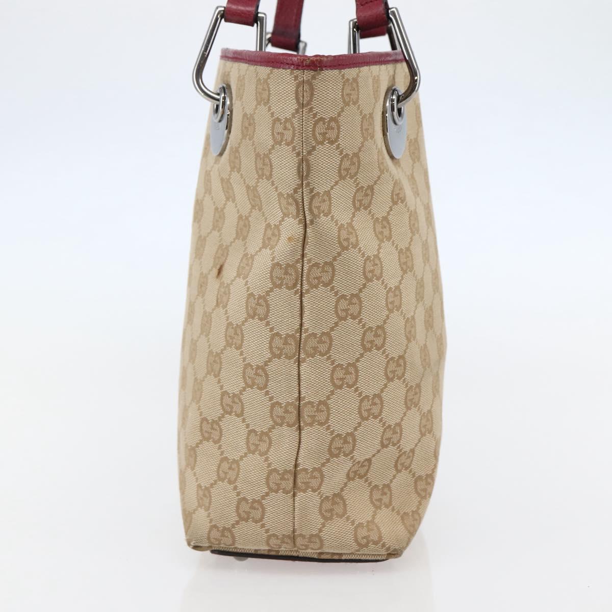 GUCCI GG Canvas Tote Bag Beige Silver 120840 Auth BA6338