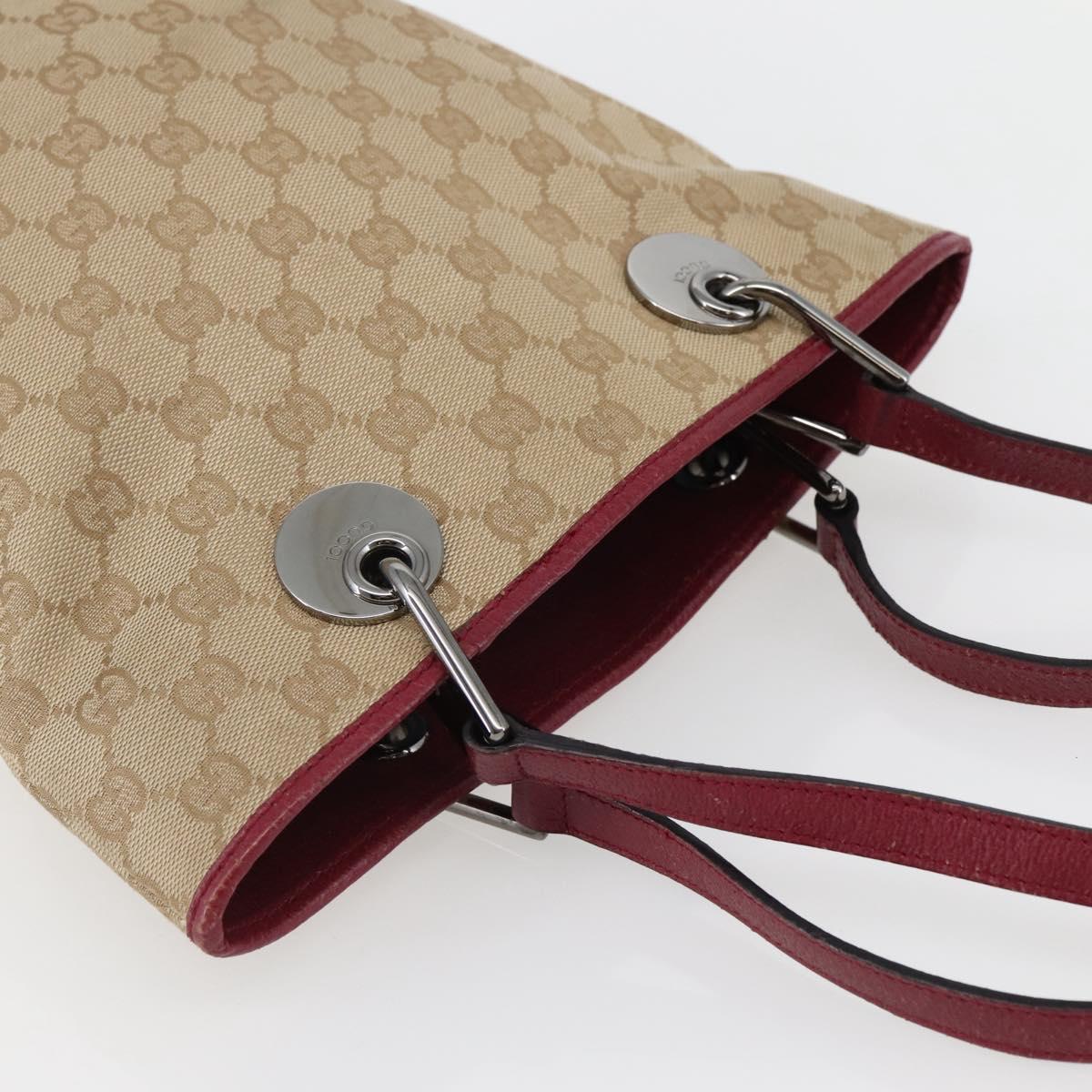GUCCI GG Canvas Tote Bag Beige Silver 120840 Auth BA6338