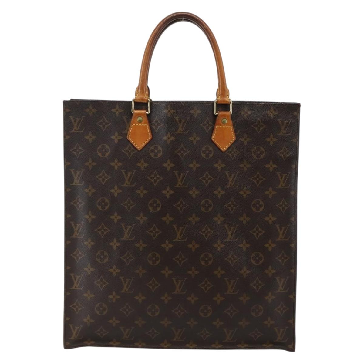 LOUIS VUITTON Monogram Sac Plat Hand Bag M51140 LV Auth BA6342