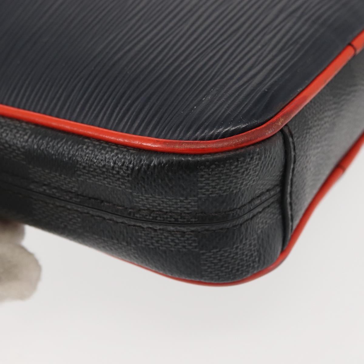 LOUIS VUITTON Epi Damier Graphite Danube PM Bag Navy M51460 LV Auth BA6348