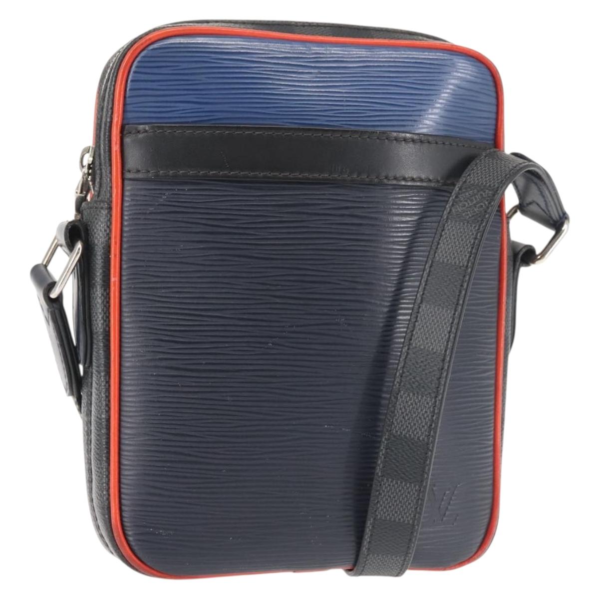 LOUIS VUITTON Epi Damier Graphite Danube PM Bag Navy M51460 LV Auth BA6348