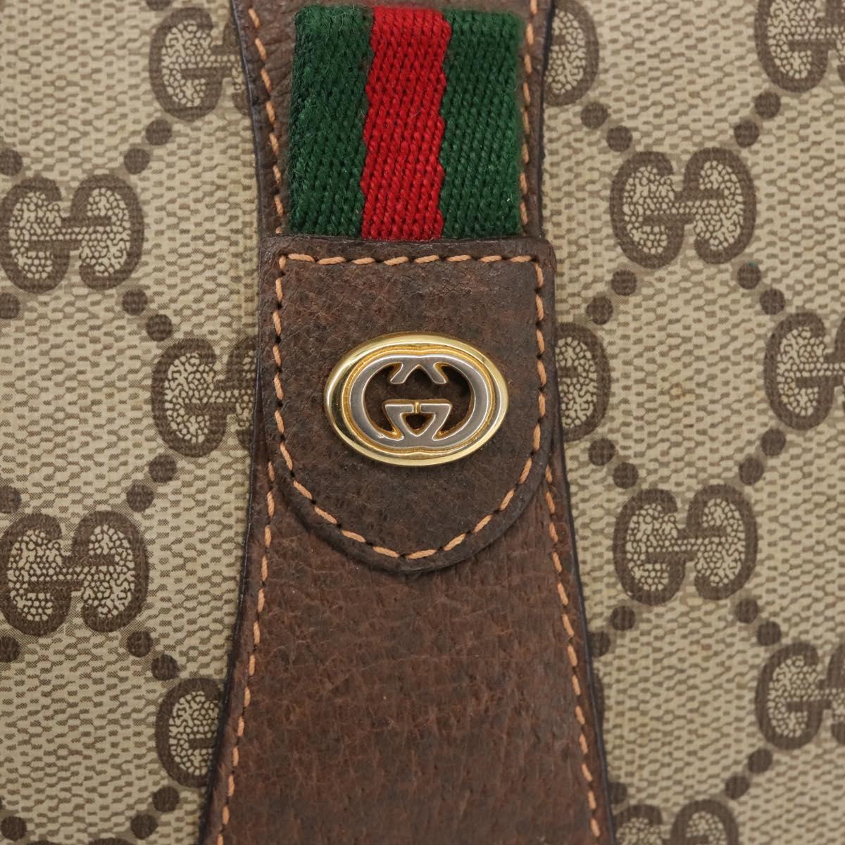 GUCCI GG Supreme Web Sherry Line Clutch Bag Beige Gold 156 01 034 Auth BA6357