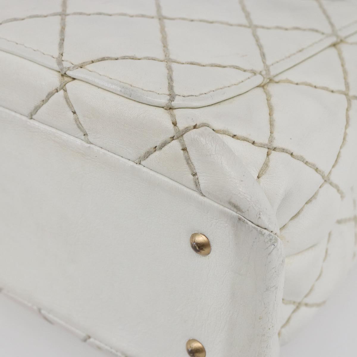CHANEL Wild Stitch Chain Shoulder Bag Lamb Skin Beige Gold CC Auth BA6359