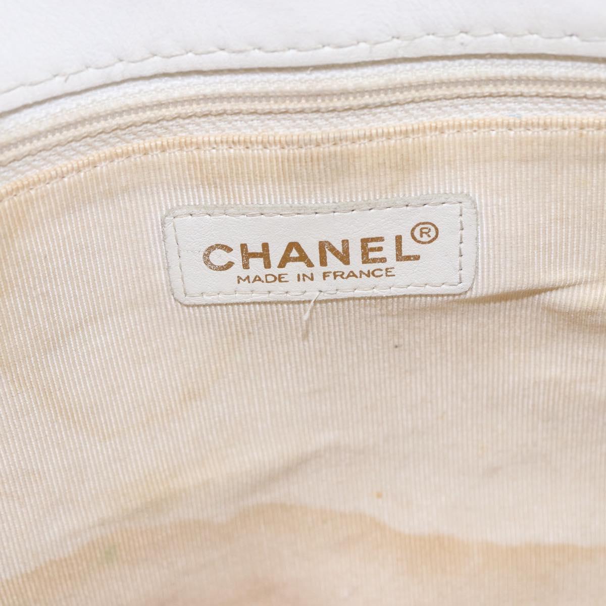 CHANEL Wild Stitch Chain Shoulder Bag Lamb Skin Beige Gold CC Auth BA6359