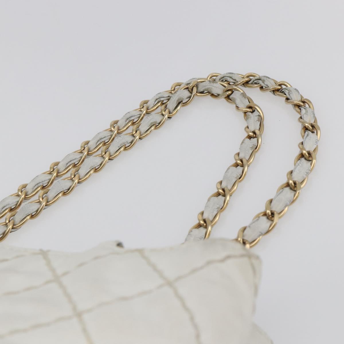 CHANEL Wild Stitch Chain Shoulder Bag Lamb Skin Beige Gold CC Auth BA6359