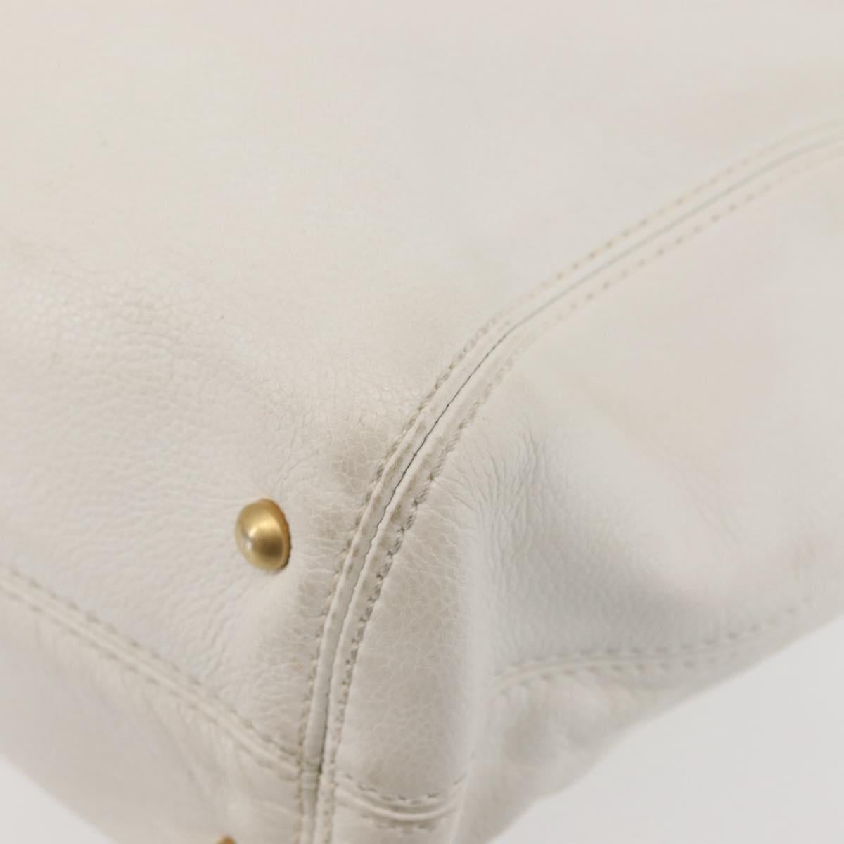 CHANEL Tote Bag Caviar Skin White Gold CC Auth BA6361