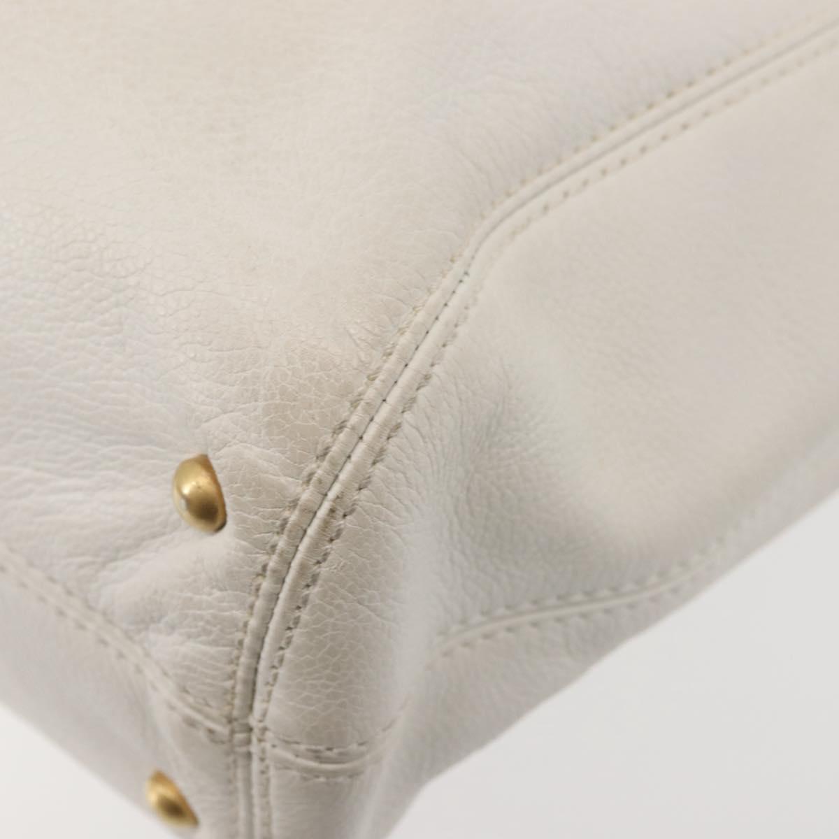 CHANEL Tote Bag Caviar Skin White Gold CC Auth BA6361