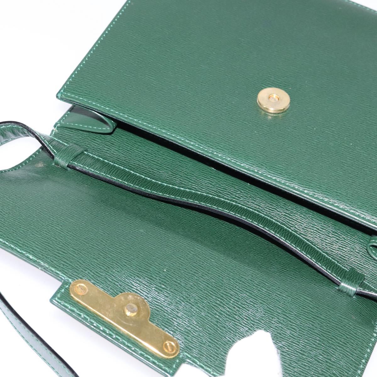 Christian Dior Shoulder Bag Leather Green Gold Auth BA6365