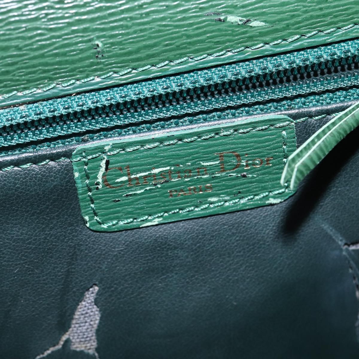 Christian Dior Shoulder Bag Leather Green Gold Auth BA6365
