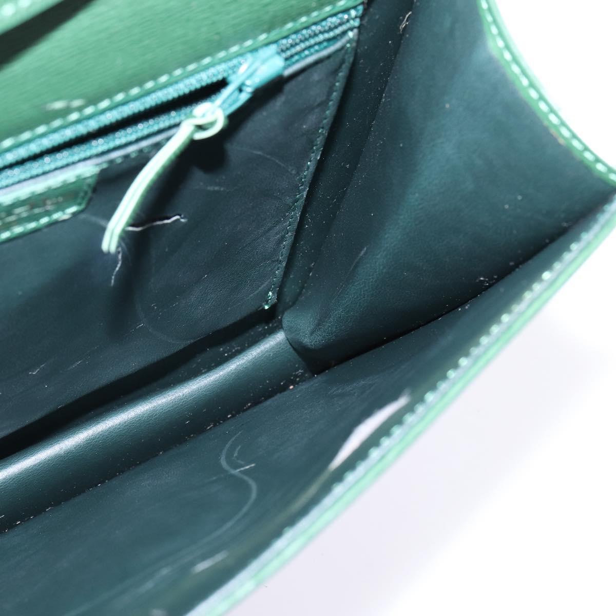 Christian Dior Shoulder Bag Leather Green Gold Auth BA6365
