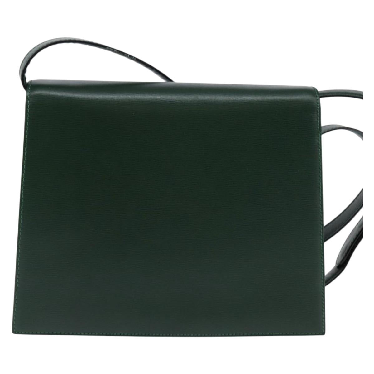 Christian Dior Shoulder Bag Leather Green Gold Auth BA6365