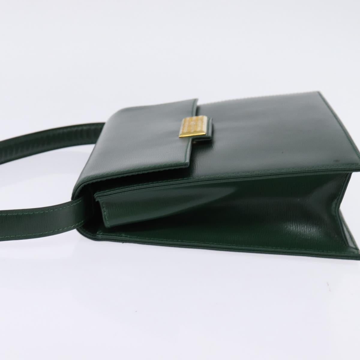 Christian Dior Shoulder Bag Leather Green Gold Auth BA6365