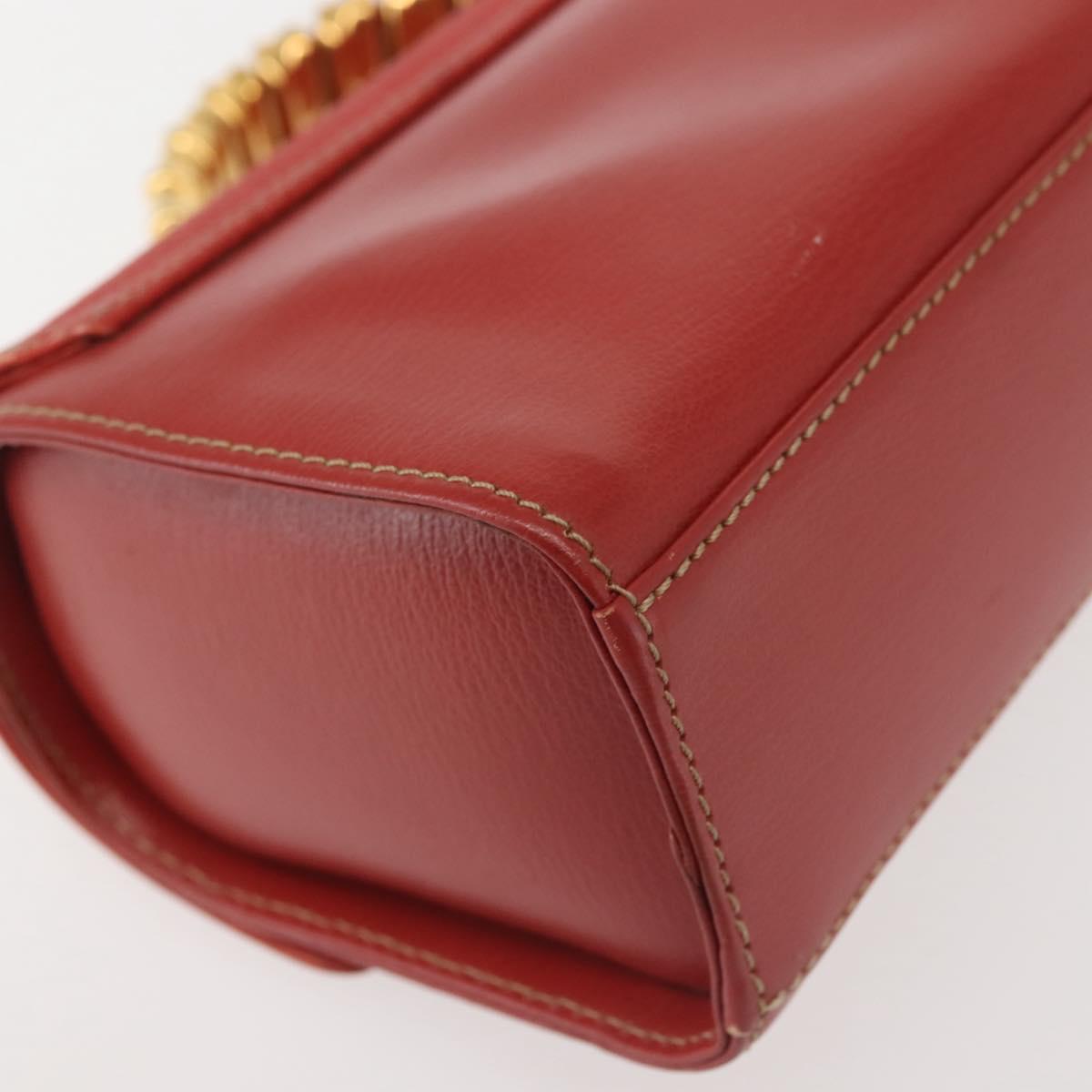 LOEWE Velazquez Hand Bag Leather Red Gold Auth BA6367
