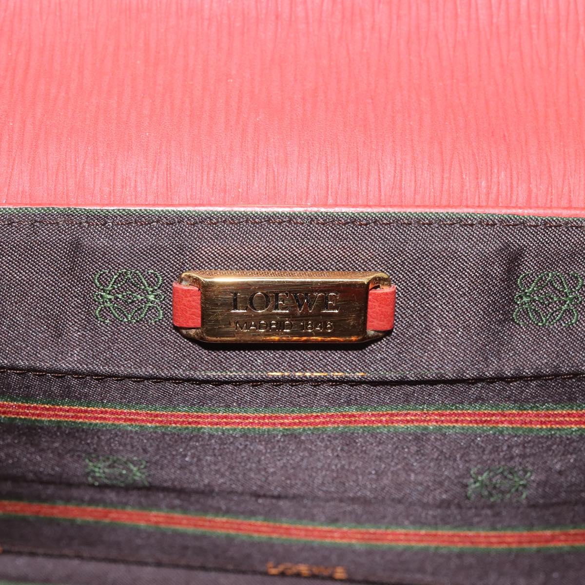 LOEWE Velazquez Hand Bag Leather Red Gold Auth BA6367