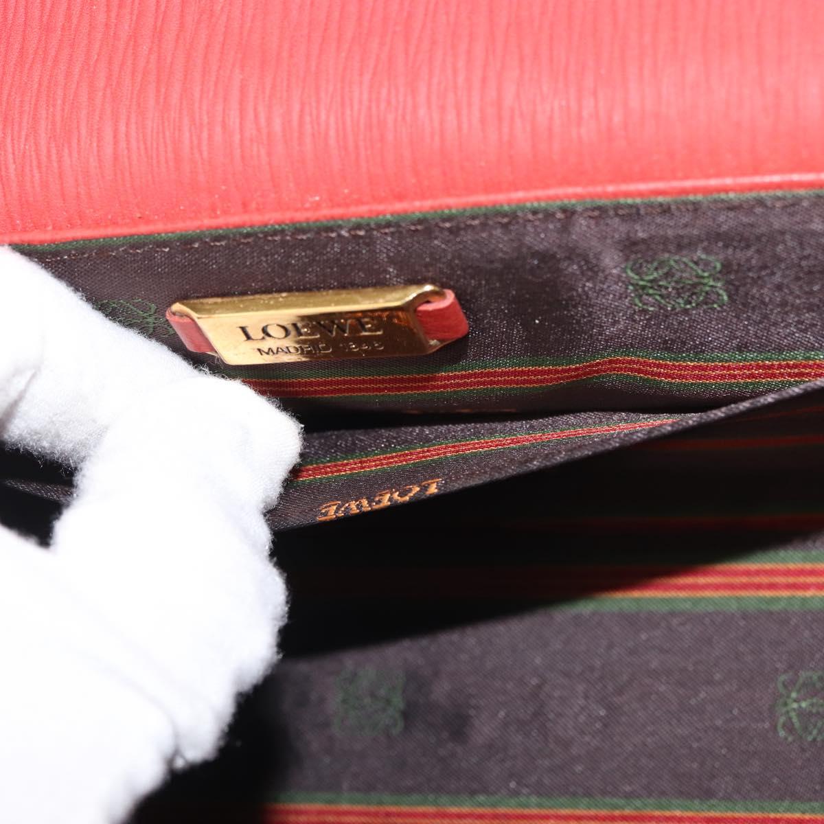 LOEWE Velazquez Hand Bag Leather Red Gold Auth BA6367