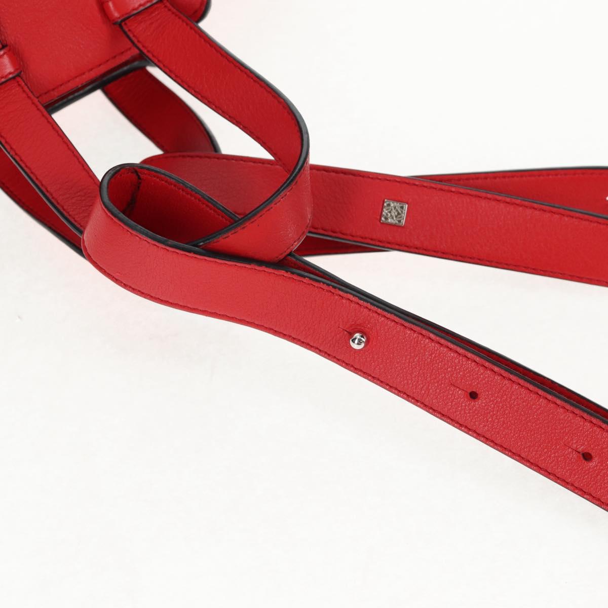 LOEWE Hammock Shoulder Bag Leather Red Silver Auth BA6368M