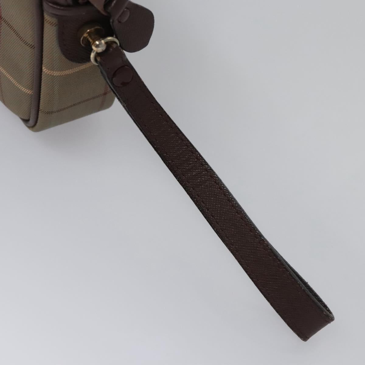 Burberrys Nova Check Clutch Bag Canvas Leather Green Brown Auth BA637