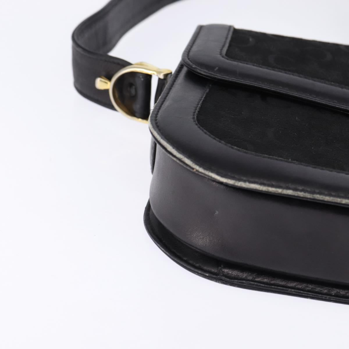 CELINE C Sulky Shoulder Bag Canvas Black Gold Auth BA6371