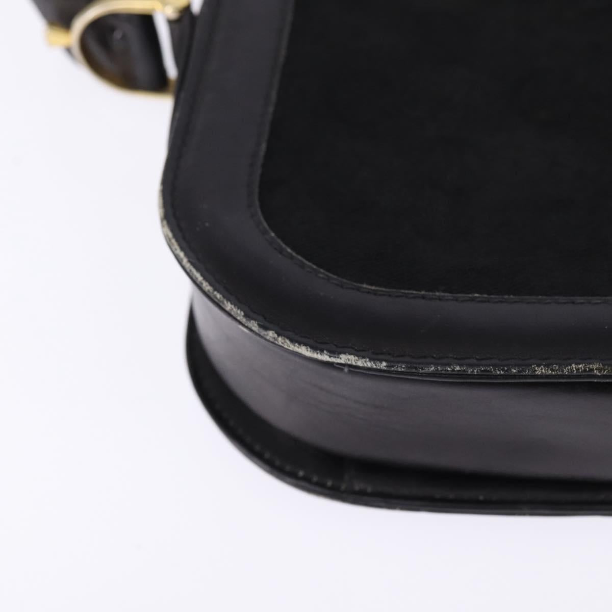 CELINE C Sulky Shoulder Bag Canvas Black Gold Auth BA6371
