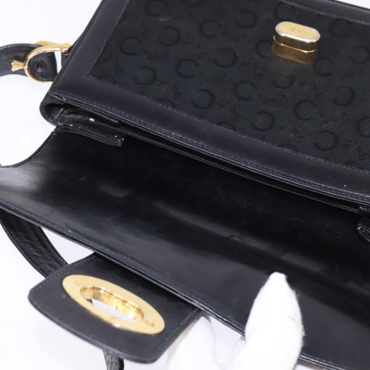 CELINE C Sulky Shoulder Bag Canvas Black Gold Auth BA6371