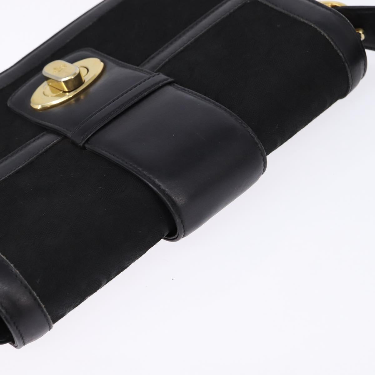 CELINE C Sulky Shoulder Bag Canvas Black Gold Auth BA6371