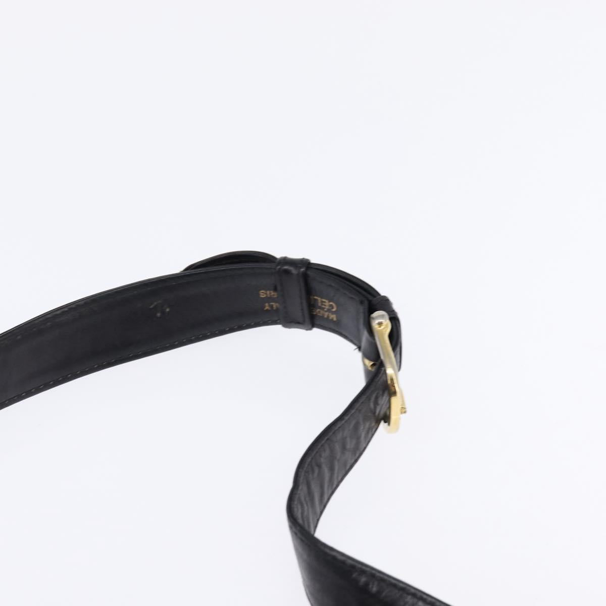 CELINE C Sulky Shoulder Bag Canvas Black Gold Auth BA6371