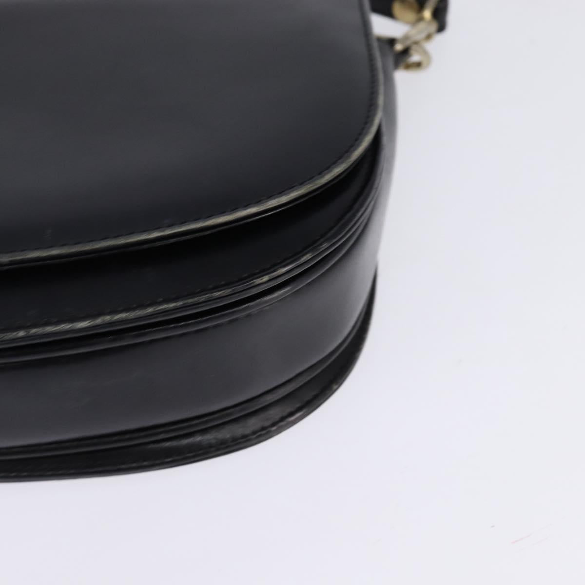 CELINE Horse Carriage Shoulder Bag Leather Navy Gold Auth BA6372
