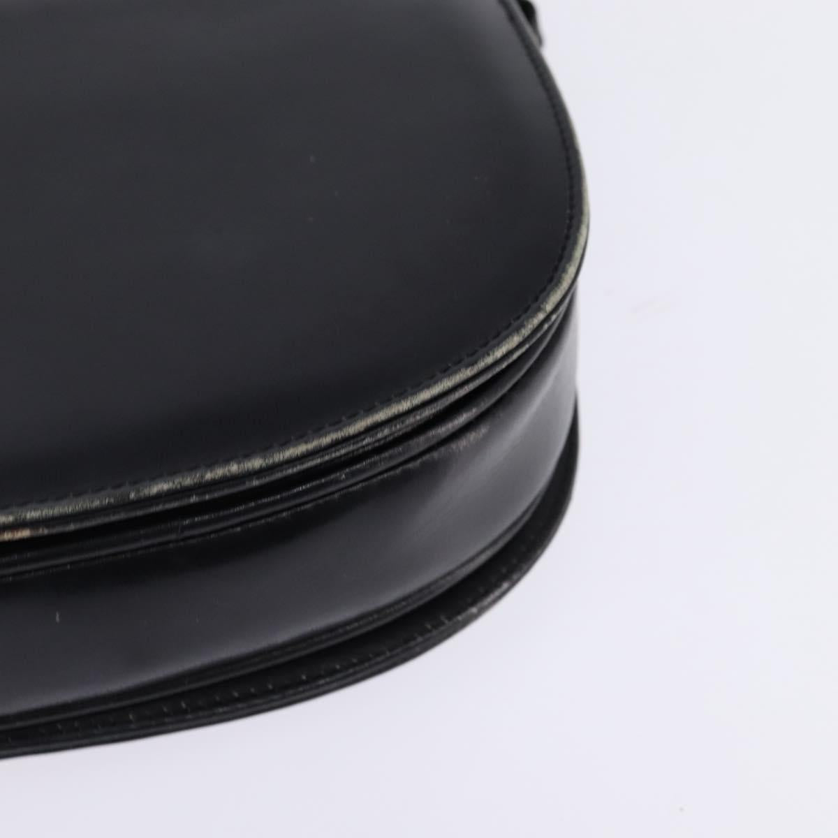 CELINE Horse Carriage Shoulder Bag Leather Navy Gold Auth BA6372