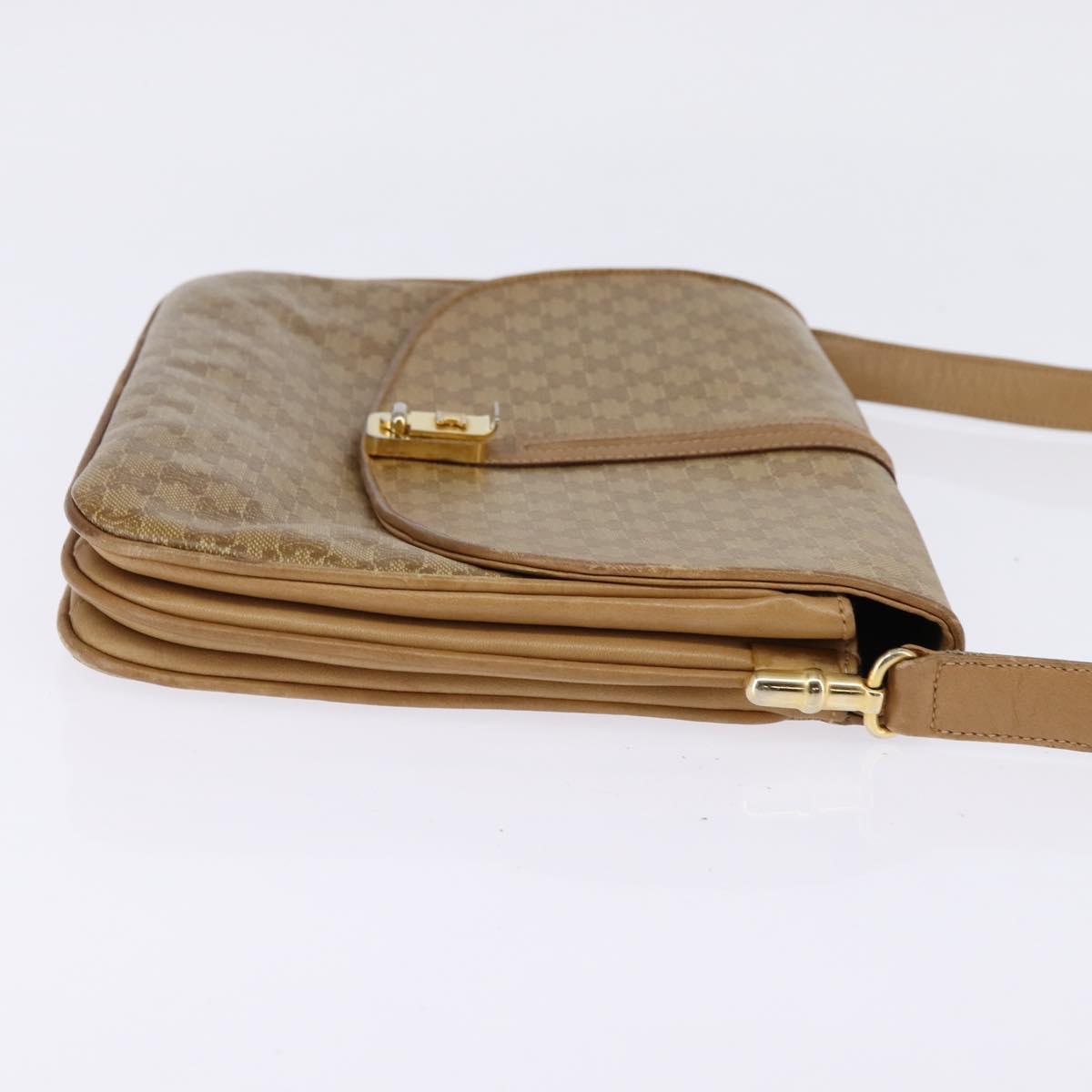 CELINE Macadam Canvas Shoulder Bag PVC Beige Gold Auth BA6373