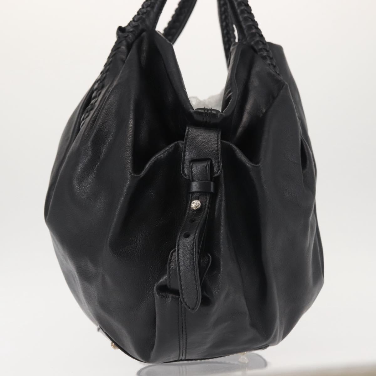 Salvatore Ferragamo Gancini Tote Bag Leather Black Silver Auth BA6377