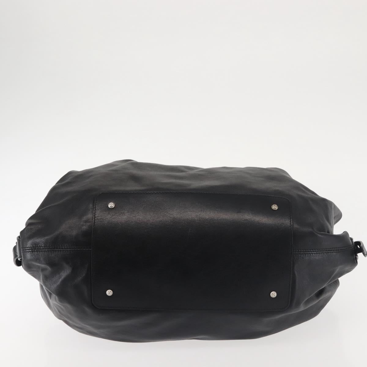 Salvatore Ferragamo Gancini Tote Bag Leather Black Silver Auth BA6377