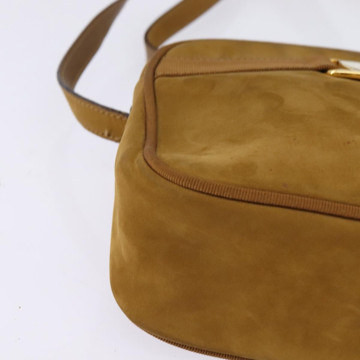 Salvatore Ferragamo Vala Shoulder Bag Suede Brown Gold Auth BA6379
