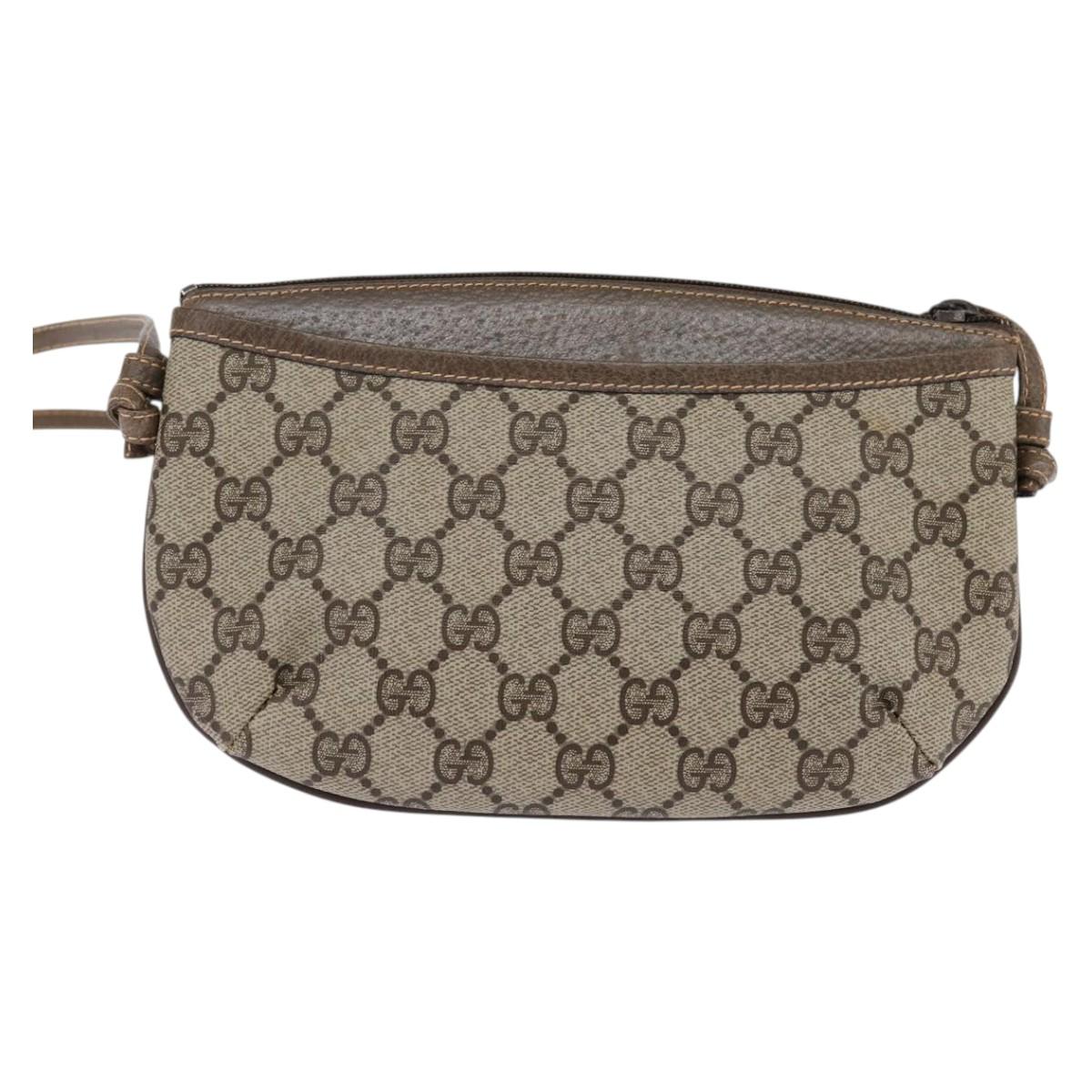 GUCCI GG Supreme Shoulder Bag PVC Beige Gold 904 02 020 Auth BA6380