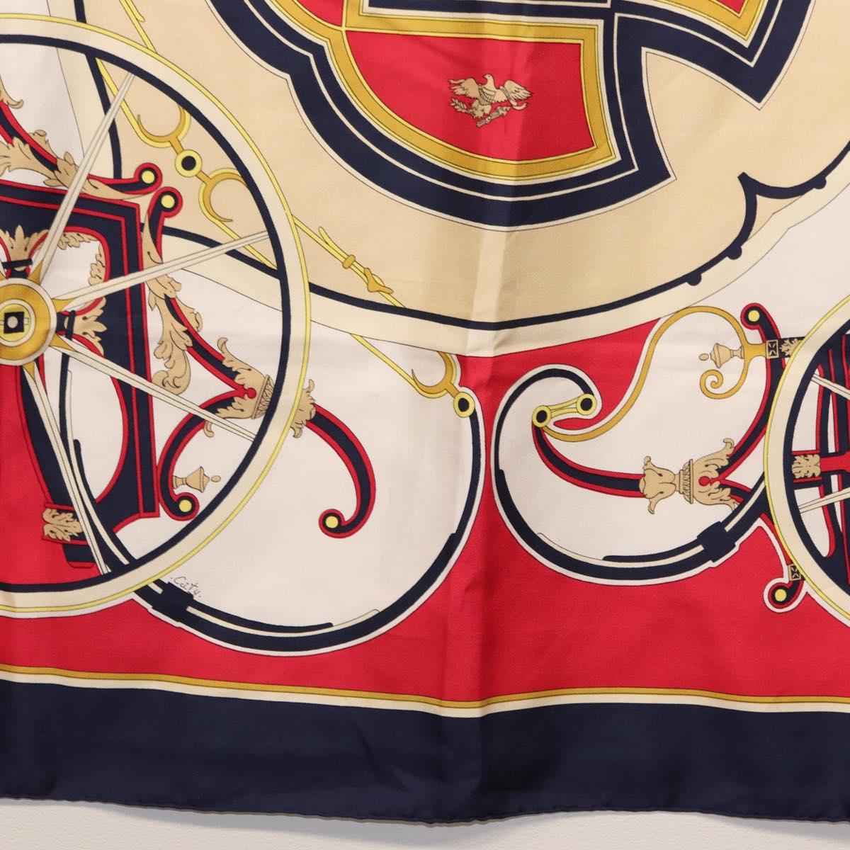 HERMES Carre 90 Scarf ""WASHINGTON'S CARRIAGE"" Silk Navy Auth BA6382