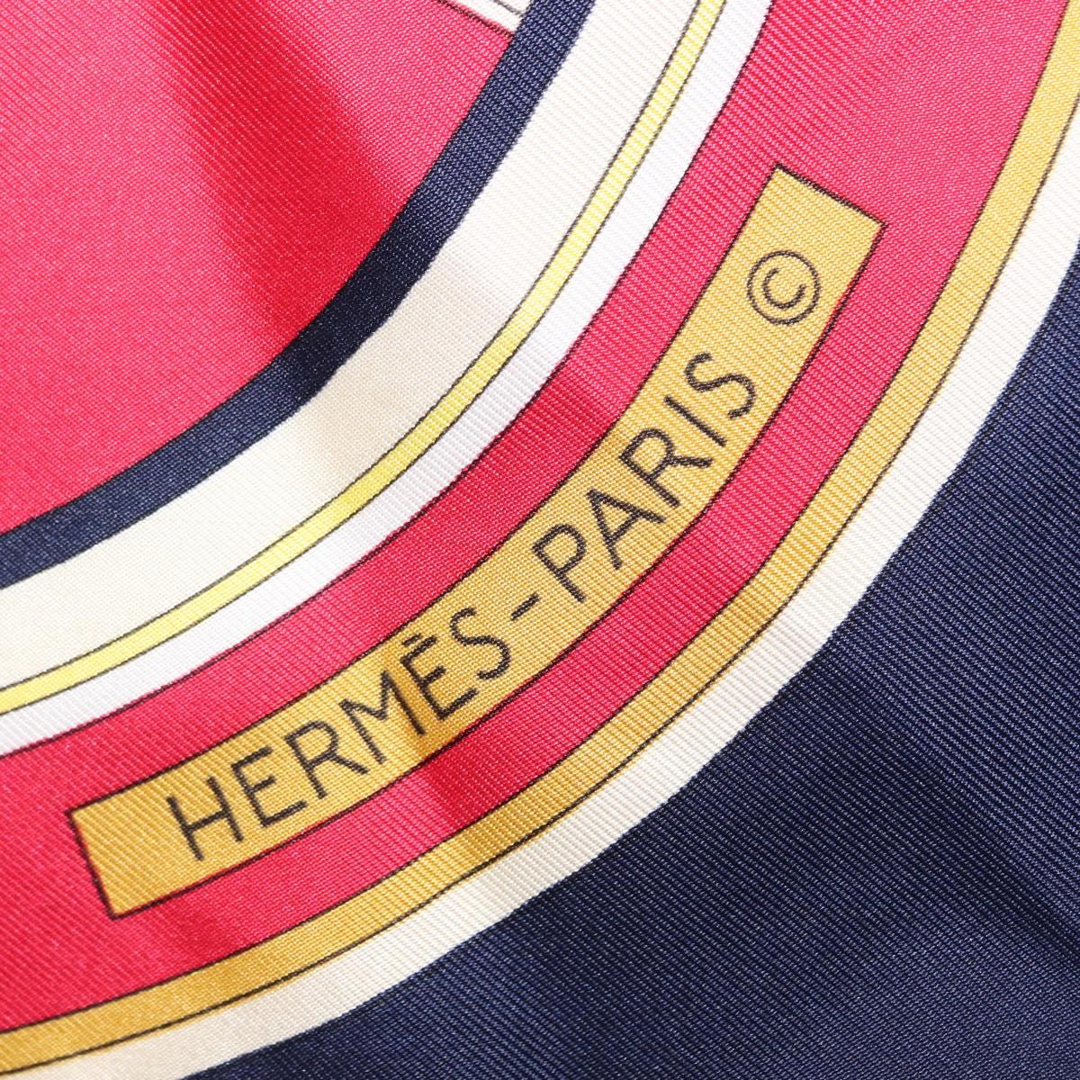 HERMES Carre 90 Scarf ""WASHINGTON'S CARRIAGE"" Silk Navy Auth BA6382