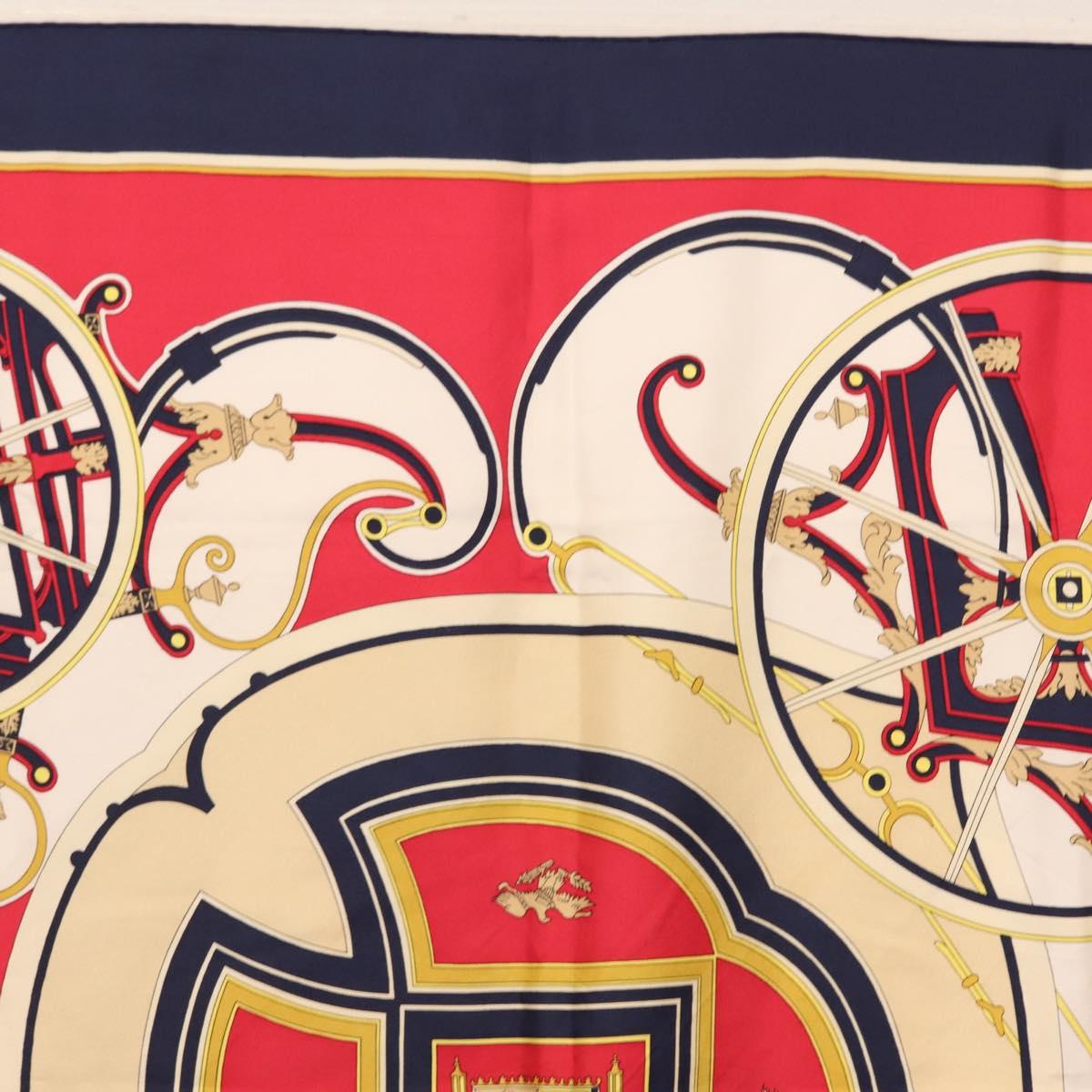 HERMES Carre 90 Scarf ""WASHINGTON'S CARRIAGE"" Silk Navy Auth BA6382