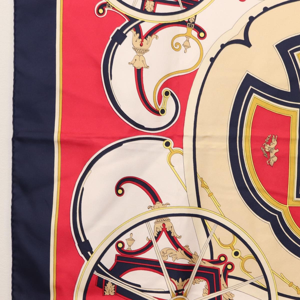 HERMES Carre 90 Scarf ""WASHINGTON'S CARRIAGE"" Silk Navy Auth BA6382